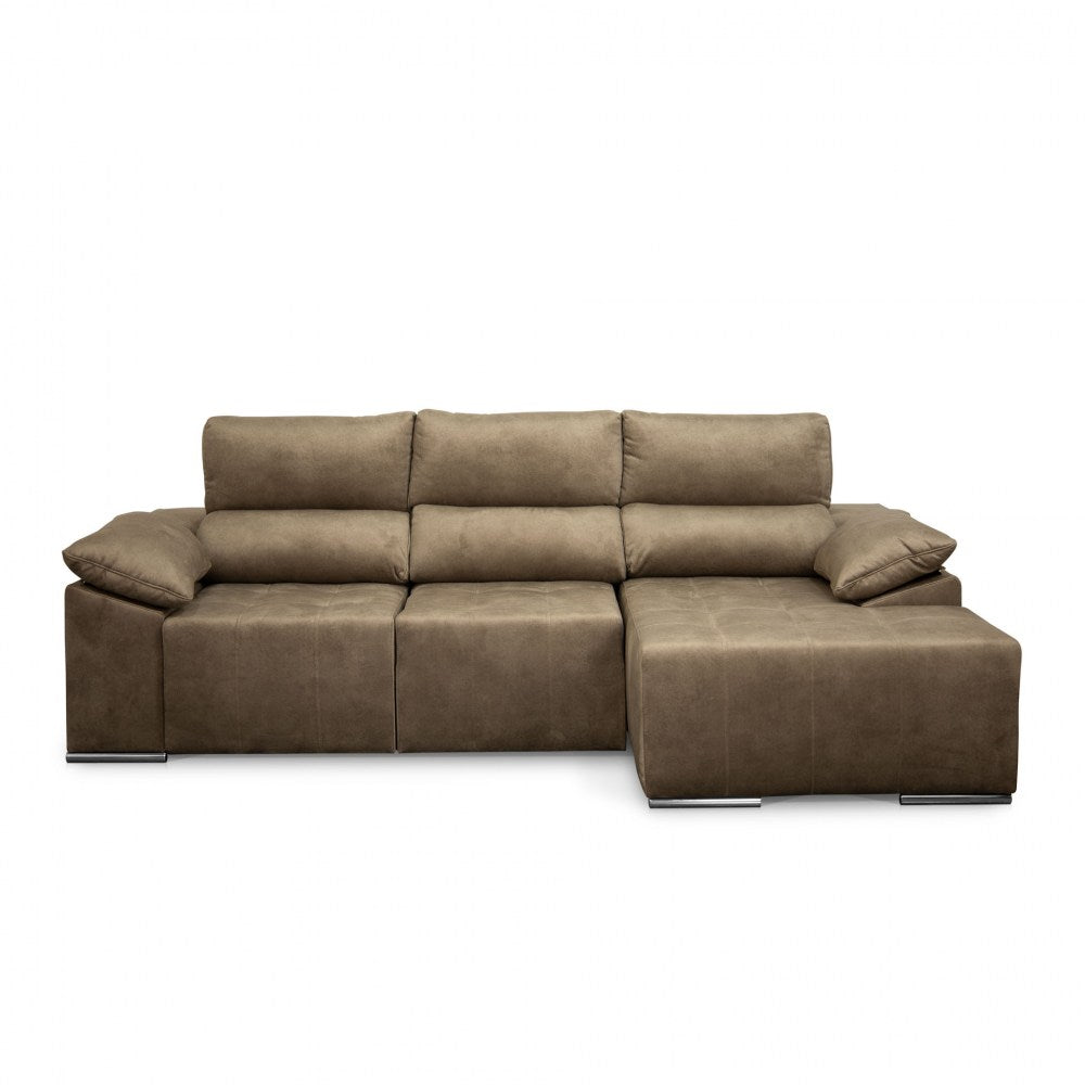 Sofá de Canto River com Chaise Longue e Assentos Extensíveis - Bege